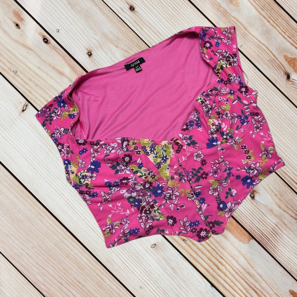 AFRM S pink Myla Corset Crop Top - Picture 2 of 13